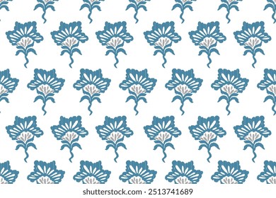 Ikat floral vintage design embroidary seamless pattern on background vector illustration.Ikat ethnic oriental embroidery traditional.Indian Ikat pattern Aztec style retro. design for texture,fabric.