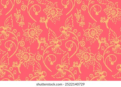 Ikat floral vintage design bordado sem emenda padrão no vetor de fundo ilustration.Ikat étnico bordado oriental tradicional.Indian Ikat padrão estilo asteca retro. design para textura, tecido.