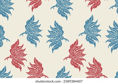 Ikat floral vintage design embroidary seamless pattern on background vector illustration.Ikat ethnic oriental embroidery traditional.Indian Ikat pattern Aztec style retro. design for texture,fabric.