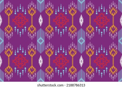 Ikat flower Aztec tribal art design seamless background. Seamless pattern in tribal, Folk embroidery, Indian, Scandinavian, Gypsy, Mexican, African rug, wallpaper.