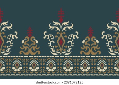 Ikat flower embroidery. geometric oriental ethnic pattern illustration.design for texture, fabric, clothing, wrapping, decoration, carpet and more