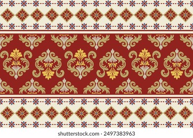 Ikat flower embroidery Traditional oriental geometric Abstract vector Aztec design for textures, fabric, clothing, wrapping, decoration.