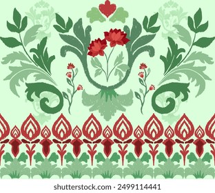 Ikat flower, Geometric Ethnic traditional seamless, Ethnic abstract ikat art ,Native American Indian, pattern design for background ,curtain, carpet, wallpaper, clothing, wrap, illustration.
