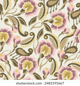 Ikat flower paisley embroidery, abstract floral motifs, embroidery floral motifs. designs for texture, fabric, clothing, wrapping, decoration, etc.