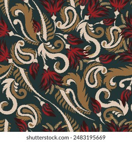 Ikat flower paisley embroidery, abstract floral motifs, embroidery floral motifs. designs for texture, fabric, clothing, wrapping, decoration, etc.