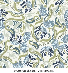 Ikat flower paisley embroidery, abstract floral motifs, embroidery floral motifs. designs for texture, fabric, clothing, wrapping, decoration, etc.	