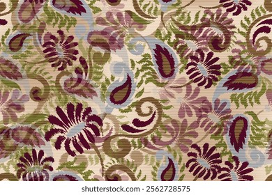 Ikat flower paisley embroidery, abstract floral motifs, embroidery floral motifs. designs for texture, fabric, clothing, wrapping, decoration, etc.
