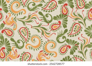 Ikat flower paisley embroidery, abstract floral motifs, embroidery floral motifs. designs for texture, fabric, clothing, wrapping, decoration, etc.
