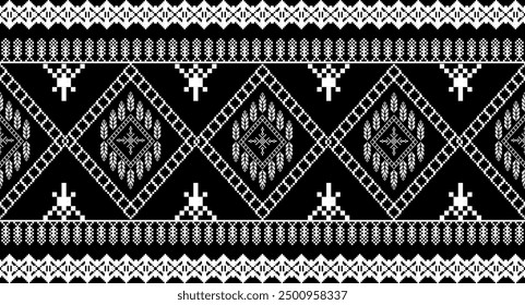 Ikat Flower Pattern Ethnic Geometric native tribal boho motif aztec textile fabric carpet mandalas African