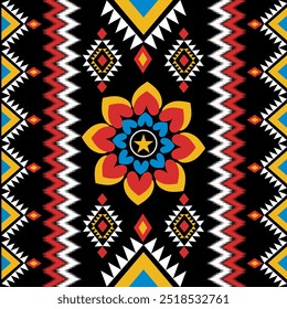 Padrão de flor Ikat Etnia Geométrica nativa tribal boho motivo aztec tecido têxtil tapete mandalas Africano