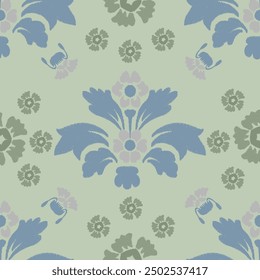 Ikat flower seamless pastel tones , Motif ethnic  floral seamless textil,  embroidery, print striped ornament floral, pattern, design for wrapping, silk, scarf, background, textile