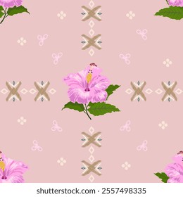 Ikat flower seamless pattern , Motif ethnic  floral textil,  embroidery, print striped ornament floral, pattern, design for wrapping, silk, scarf, background,textile.