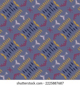 Ikat flower tribal abstract Seamless Pattern. Ethnic Geometric Ikkat Batik Digital vector textile Design for Prints Fabric saree Mughal brush symbol Swaths texture Kurti Kurtis Kurtas