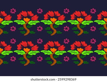 ikat flowers pattern, Seamless plants pattern design