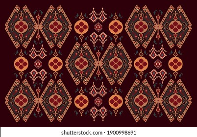 Ikat folklore ornament , uzbek pattern, with woman silhouette