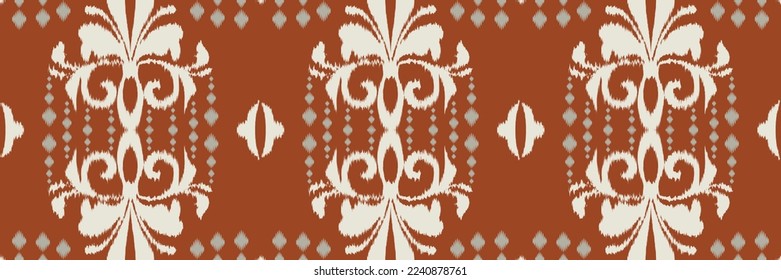 Ikat frame batik textile seamless pattern digital vector design for Print saree Kurti Borneo Fabric border brush symbols swatches party wear