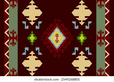 Ikat geometric abstract Aztec oriental traditional seamless pattern. Native geometry decorative design for fabric, wallpaper, background, interior, decoration, texture, textile, embroidery, fashion