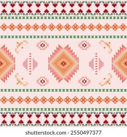 Ikat geometric abstract Aztec oriental traditional seamless pattern. Native geometry decorative design for fabric, wallpaper, background, interior, decoration, texture, textile, embroidery, fashion