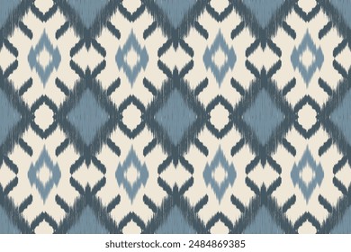 Ikat Geometric Abstract  Ethnic art. Seamless pattern in tribal, folk embroidery style. Aztec  art ornament print.Design for carpet, cover.wallpaper, wrapping, fabric, clothing