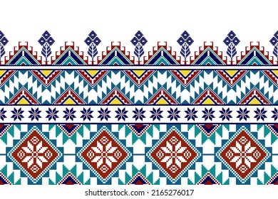 Ikat geometric abstract ethnic textile seamless pattern design. Tribal boho native textile turkey traditional embroidery vector background. Aztec fabric carpet mandala ornaments textile decorations. 