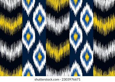 Ikat geometric ethnic Maya seamless pattern. Native American, Indian, African, Mexican, Moroccan style. Design for clothing, textile, fabric, scarf, home decor, wallpaper, texture, carpet, tile. 