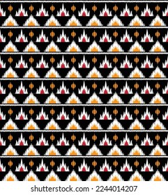 Ikat geometric ethnic oriental pattern traditional Design for background, wallpaper, clothing, carpet, wrapping, fabric, Batik, Scandinavian, Gyp sy, Mexican, folk pattern Vector illustration. Tribal 