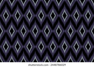 Ikat geometric ethnic oriental seamless pattern traditional on black background. Aztec style abstract vector illustration. 