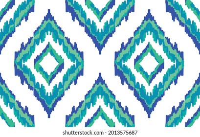 Diseño de patrones étnicos geométricos Ikat para fondo, alfombra, papel tapiz, ropa, envoltura, ilustraciones vectoriales de tela orientalistas patrones de textura tradicional. Resumen de la tribu nativa textil.
