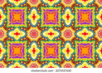 Ikat geometric ethnic pattern design. Aztec fabric carpet mandala ornament boho chevron textile decoration wallpaper. Tribal turkey African Indian traditional embroidery vector illustration background