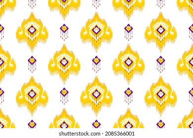 Ikat geometric ethnic pattern design. Aztec fabric carpet mandala ornament boho chevron textile decoration wallpaper. Tribal turkey African Indian traditional embroidery vector illustration background