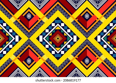 Ikat geometric ethnic pattern design. Aztec fabric carpet mandala ornament boho chevron textile decoration wallpaper. Tribal turkey African Indian traditional embroidery vector illustration background