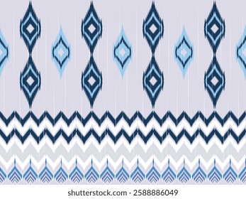 Ikat Geometric Ethnic Pattern Indian style. Tribal ethnic texture. Bohemian style. Ethnic ikat abstract art. Ikat Design for Fabric, Abstract background, wallpaper, Interior decoration, Clothing.