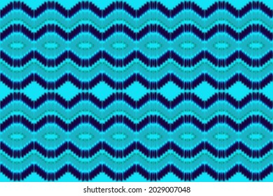 ikat geometric ethnic pattern oriental traditional design. chevron abstract embroidery style on blue backgroud for bags, jacket,  carpet, wallpaper, clothing, wrapping, fabric. Seamless vector.