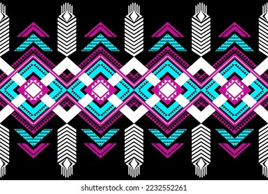 Ikat Geometric ethnic seamless pattern India boho Aztec on green background.Use for fabric textile 
background,wallpaper,clothing 
and wrapping.