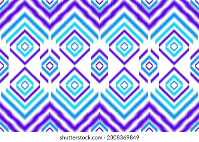 Ikat Geometric ethnic seamless pattern traditional Design, Design for textile, curtain, carpet, wallpaper, clothing, wrapping, Batik, fabric, Vector illustration embroidery style.