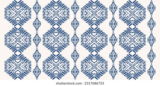 Ikat geometric ethnic vector texture. Seamless striped pattern in Aztec style.
