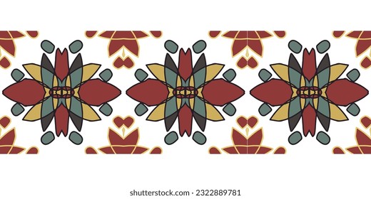Ikat geometric ethnic vector texture. Seamless striped pattern in Aztec style.