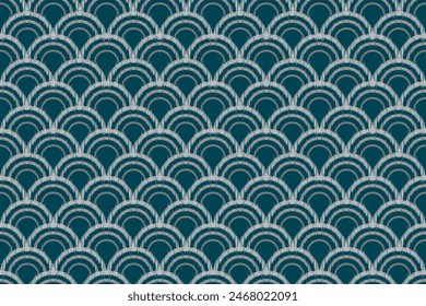 Ikat tela geométrica escamas de pescado Seigaiha patrón sin fisuras en el fondo. escamas de pescado geométricas Seigaiha. para el diseño Seigaiha patrón de diseño de tela de moda alfombra, ropa, envoltura, Fondo de pantalla