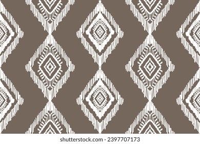 Ikat geometric folk ornament with diamonds. Tribal ethnic vector texture, seamless pattern in Aztec style, folk embroidery, Indian, Scandinavian, Gypsy, Mexican, African rug.