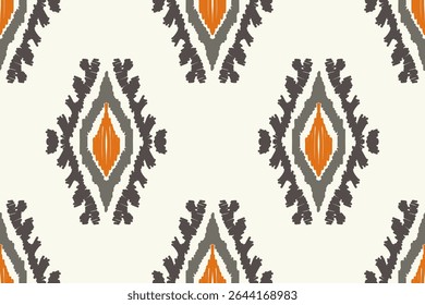 Ikat geometric folk ornament with diamonds. Tribal ethnic vector texture, seamless pattern in Aztec style, folk embroidery, Indian, Scandinavian, Gypsy, Mexican, African rug.