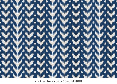  Ikat geometric folk ornament. Tribal vector texture. Seamless striped pattern in Aztec style. Ethnic embroidery. Indian, Scandinavian, Gypsy, Mexican, African rug.