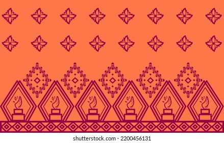 Ikat geometric folk ornaments. oriental red vector pattern floral pattern for carpet batik wallpaper garment wrapping textile tissue decoration vector illustration embroidery