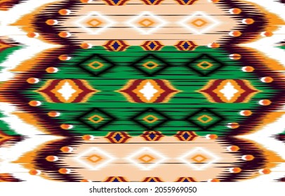 Ikat geometric folklore ornament. Abstract brown horizontal geometric textile oriental with floral pattern 
traditional design for seamless the background
