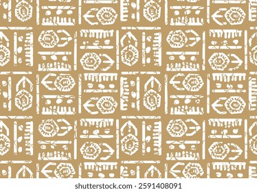 Ikat geometric folklore ornament. Batik tie dye texture repeat modern Pattern in yellow background. Cloth fabric print design for textiles.