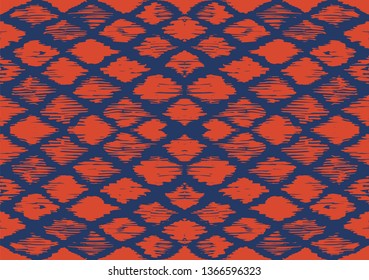 Ikat geometric folklore ornament with diamonds. Tribal ethnic vector texture. Seamless striped pattern in Aztec style. Folk  embroidery. Indian, Scandinavian, Gypsy, Mexican, African rug. 