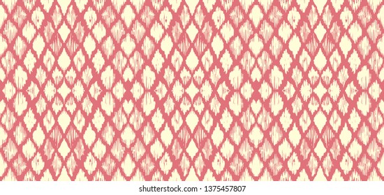 Ikat geometric folklore ornament with diamonds. Tribal ethnic vector texture. Seamless striped pattern in Aztec style. Folk  embroidery. Indian, Scandinavian, Gypsy, Mexican, African rug. 