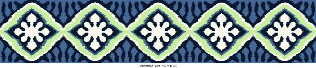 Ikat geometric folklore ornament with diamonds. Tribal ethnic vector texture. Seamless striped pattern in Aztec style. Folk  embroidery. Indian, Scandinavian, Gypsy, Mexican, African rug. 