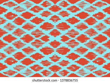 Ikat geometric folklore ornament with diamonds. Tribal ethnic vector texture. Seamless striped pattern in Aztec style. Folk  embroidery. Indian, Scandinavian, Gypsy, Mexican, African rug. 
