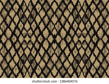 Ikat geometric folklore ornament with diamonds. Tribal ethnic vector texture. Seamless striped pattern in Aztec style. Folk  embroidery. Indian, Scandinavian, Gypsy, Mexican, African rug. 