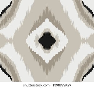 Ikat geometric folklore ornament with diamonds. Tribal ethnic vector texture. Seamless striped pattern in Aztec style. Folk embroidery. Indian, Scandinavian, Gypsy, Mexican, African rug.